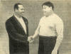 А.Медведев встретился с неоднократным чемпионом мира в тяжёлом весе, известным негритянским атлетом Д.Девисом. Нью-Йорк, 1958 год.